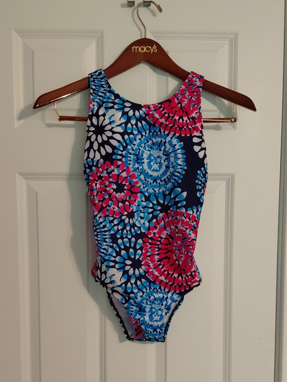 NWOT Never Worn Kids Navy Floral One-Piece Swimsuit - Blue & Pink, Size XL
